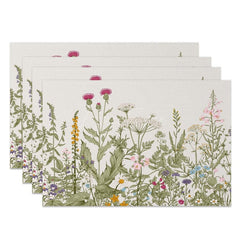 Aperturee - Aperturee Floral Boho Spring Garden Vibe Set of 4 Placemats