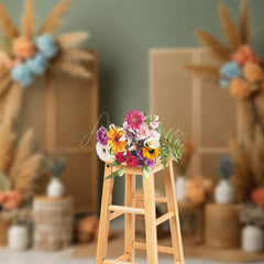 Aperturee - Aperturee Floral Boho Theme Photo Booth Sweet Wedding Backdrop