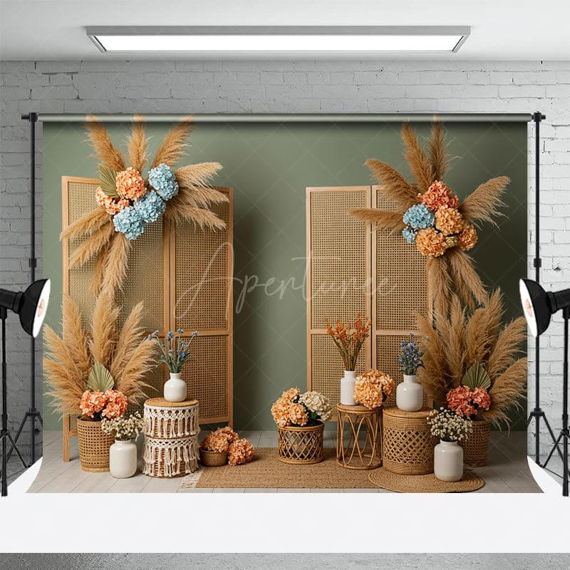 Aperturee - Aperturee Floral Boho Theme Photo Booth Sweet Wedding Backdrop