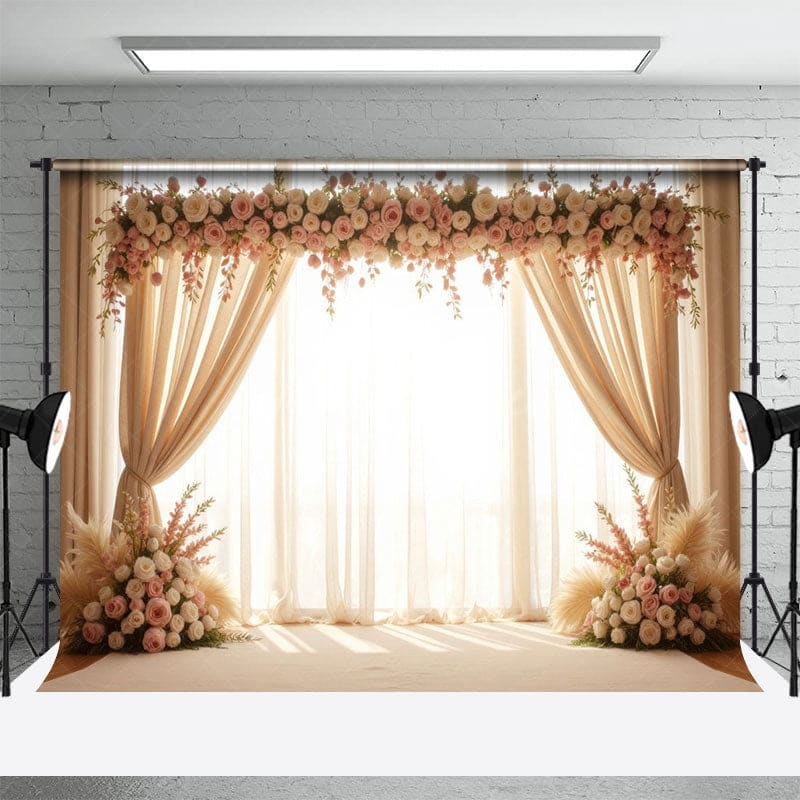 Aperturee - Aperturee Floral Boho Theme Statement Sweet Wedding Backdrop