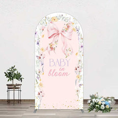 Aperturee Aperturee Floral Bow Baby In Bloom Gender Reveal Arch Backdrop