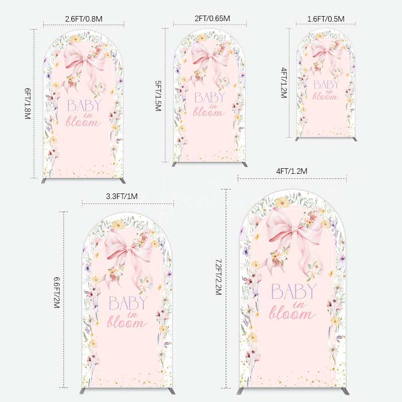 Aperturee Aperturee Floral Bow Baby In Bloom Gender Reveal Arch Backdrop