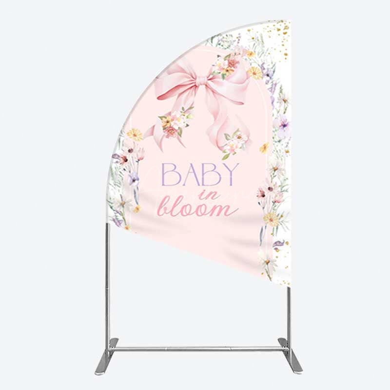 Aperturee Aperturee Floral Bow Baby In Bloom Gender Reveal Half Moon Arch Backdrop