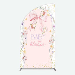 Aperturee Aperturee Floral Bow Baby In Bloom Gender Reveal Half Moon Arch Backdrop
