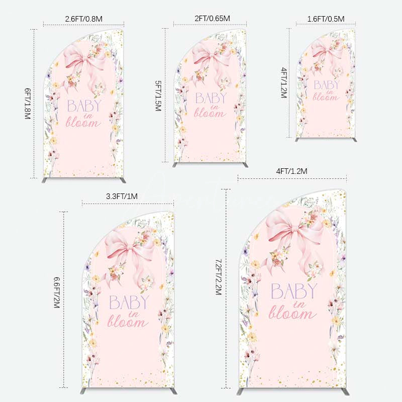 Aperturee Aperturee Floral Bow Baby In Bloom Gender Reveal Half Moon Arch Backdrop