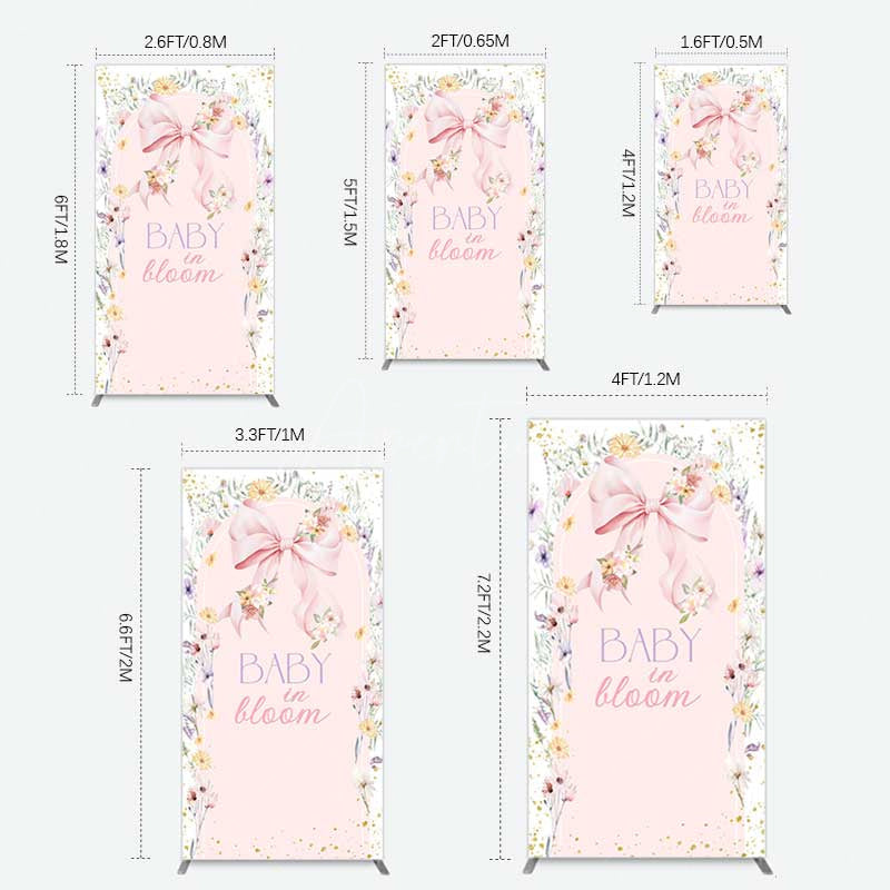 Aperturee Aperturee Floral Bow Baby In Bloom Gender Reveal Rectangle Backdrop