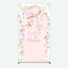 Aperturee Aperturee Floral Bow Baby In Bloom Gender Reveal Rectangle Backdrop