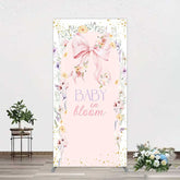 Aperturee Aperturee Floral Bow Baby In Bloom Gender Reveal Rectangle Backdrop