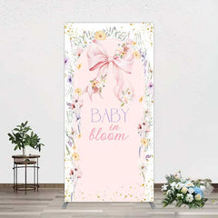 Aperturee Aperturee Floral Bow Baby In Bloom Gender Reveal Rectangle Backdrop