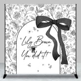 Aperturee - Aperturee Floral Bow You Did It Custom Name Graduation Backdrop