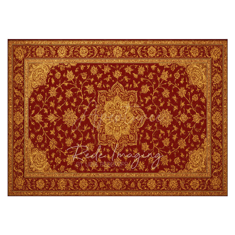 Aperturee - Aperturee Floral Burgundy Baroque Rubber Floor Mat For Photo