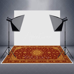 Aperturee - Aperturee Floral Burgundy Baroque Rubber Floor Mat For Photo