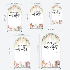 Aperturee - Aperturee Floral Butterfly Happily Sweet Wedding Arch Backdrop