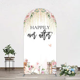 Aperturee - Aperturee Floral Butterfly Happily Sweet Wedding Arch Backdrop