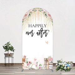 Aperturee - Aperturee Floral Butterfly Happily Sweet Wedding Arch Backdrop