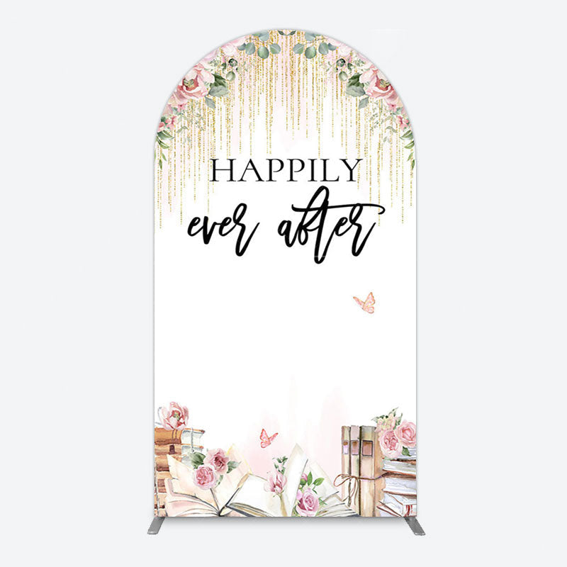 Aperturee - Aperturee Floral Butterfly Happily Sweet Wedding Arch Backdrop