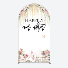 Aperturee - Aperturee Floral Butterfly Happily Sweet Wedding Arch Backdrop