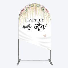 Aperturee - Aperturee Floral Butterfly Happily Sweet Wedding Arch Backdrop