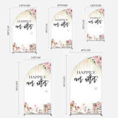Aperturee - Aperturee Floral Butterfly Happily Sweet Wedding Half Moon Arch Backdrop