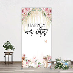 Aperturee - Aperturee Floral Butterfly Happily Sweet Wedding Rectangle Backdrop