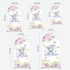 Aperturee - Aperturee Floral Butterfly Sweet Elephant Oh Baby Arch Backdrop
