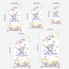 Aperturee - Aperturee Floral Butterfly Sweet Elephant Oh Baby Half Moon Arch Backdrop