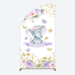 Aperturee - Aperturee Floral Butterfly Sweet Elephant Oh Baby Half Moon Arch Backdrop