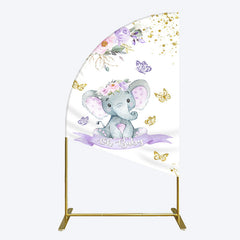 Aperturee - Aperturee Floral Butterfly Sweet Elephant Oh Baby Half Moon Arch Backdrop