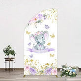 Aperturee - Aperturee Floral Butterfly Sweet Elephant Oh Baby Half Moon Arch Backdrop
