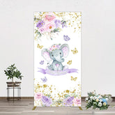 Aperturee - Aperturee Floral Butterfly Sweet Elephant Oh Baby Rectangle Backdrop