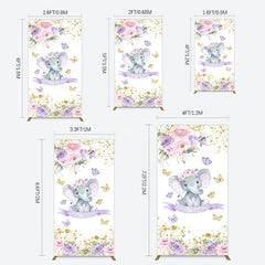 Aperturee - Aperturee Floral Butterfly Sweet Elephant Oh Baby Rectangle Backdrop
