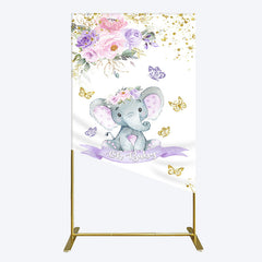 Aperturee - Aperturee Floral Butterfly Sweet Elephant Oh Baby Rectangle Backdrop