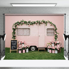 Aperturee - Aperturee Floral Camp Motor Home Pink Sweet Wedding Backdrop
