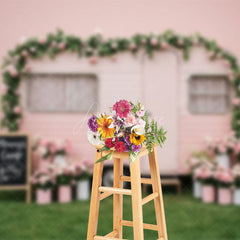 Aperturee - Aperturee Floral Camp Motor Home Pink Sweet Wedding Backdrop