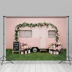 Aperturee - Aperturee Floral Camp Motor Home Pink Sweet Wedding Backdrop