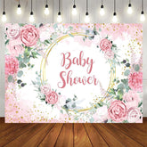 Aperturee - Aperturee Floral Classical Pink Theme Baby Shower Backdrop