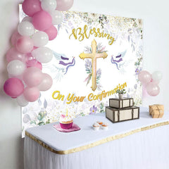 Aperturee - Aperturee Floral Cross Blessing On Your Confirmation Backdrop