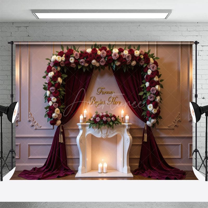 Aperturee - Aperturee Floral Drappery Sweet Wedding Photography Backdrop