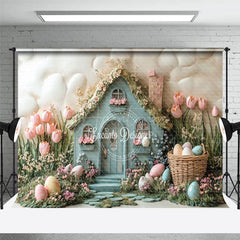 Aperturee - Aperturee Floral Eggs Cabin Spring Easter Room Set Backdrop