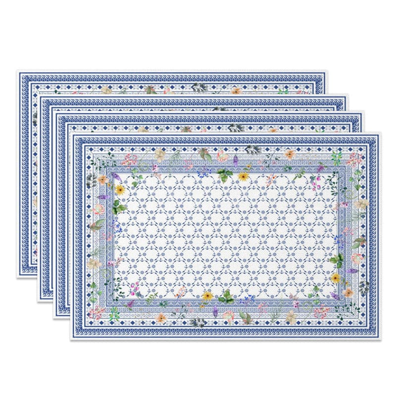 Aperturee - Aperturee Floral Elegant Slovakia Pattern Set of 4 Placemats