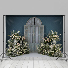 Aperturee - Aperturee Floral Elegant Wooden Door Curtain Wedding Backdrop