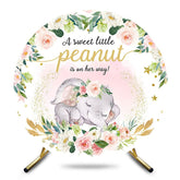Aperturee - Aperturee Floral Elephant Sweet Peanut Round Baby Shower Backdrop