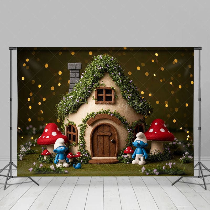 Aperturee - Aperturee Floral Fairy Tale Mushroom World Cake Smash Backdrop