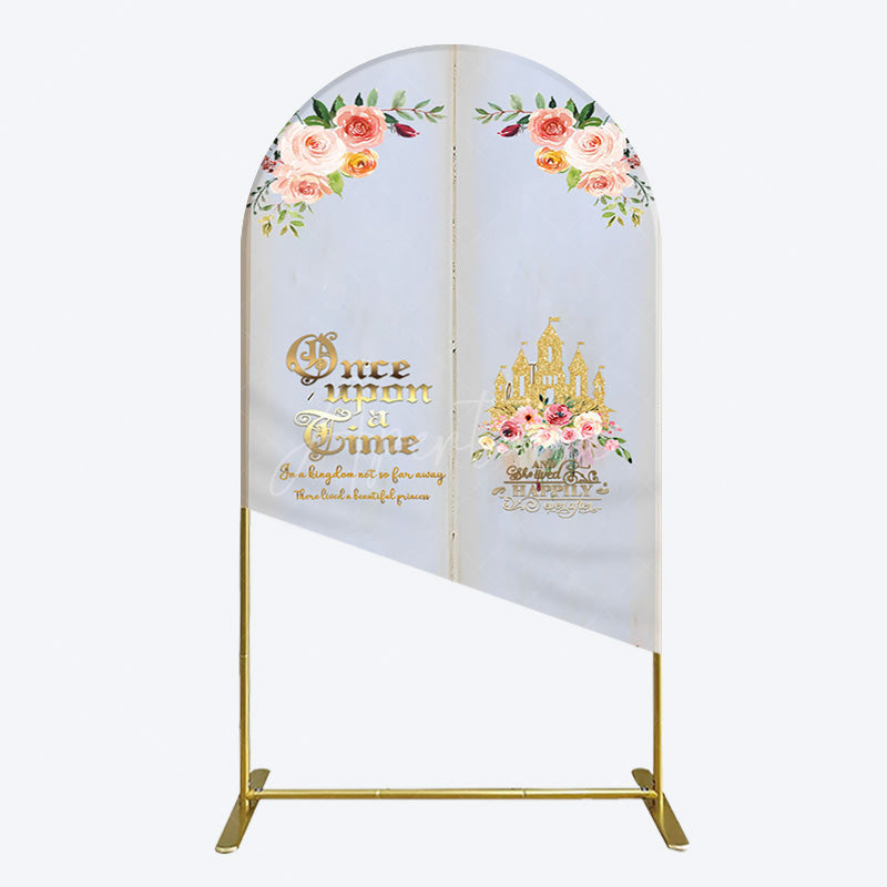 Aperturee - Aperturee Floral Fairy Tale Story Book Birthday Arch Backdrop