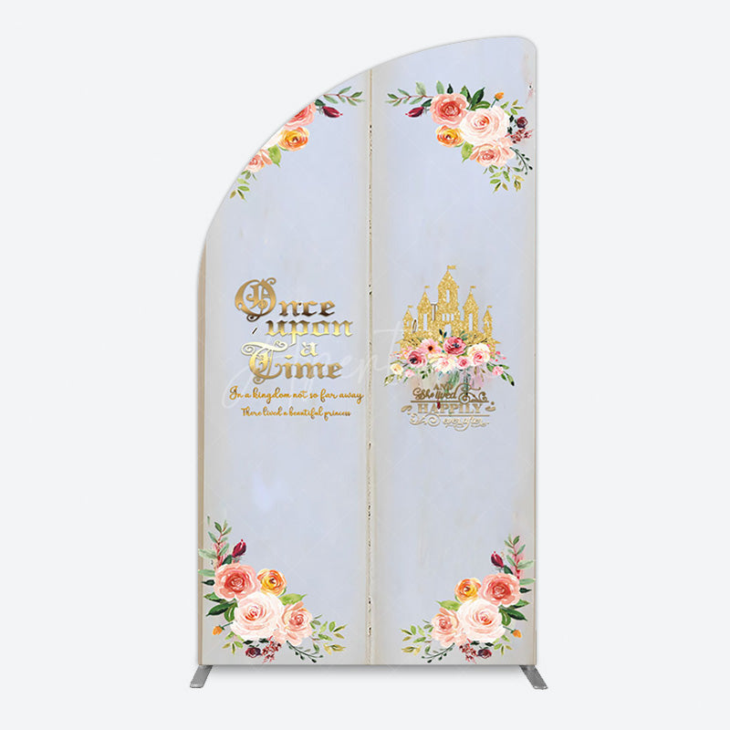 Aperturee - Aperturee Floral Fairy Tale Story Book Birthday Half Moon Arch Backdrop