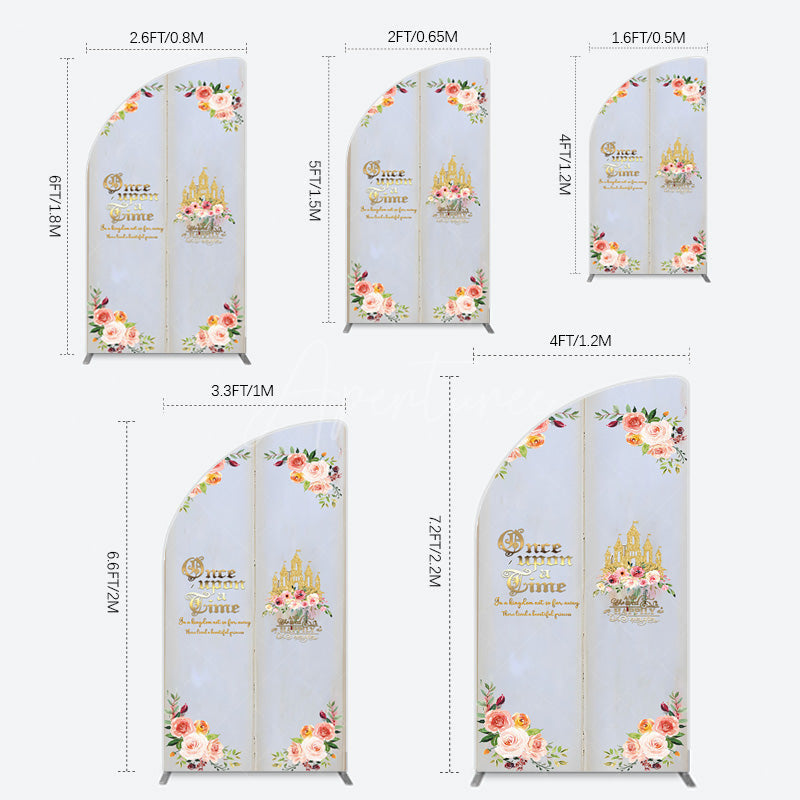 Aperturee - Aperturee Floral Fairy Tale Story Book Birthday Half Moon Arch Backdrop
