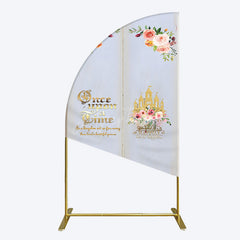 Aperturee - Aperturee Floral Fairy Tale Story Book Birthday Half Moon Arch Backdrop