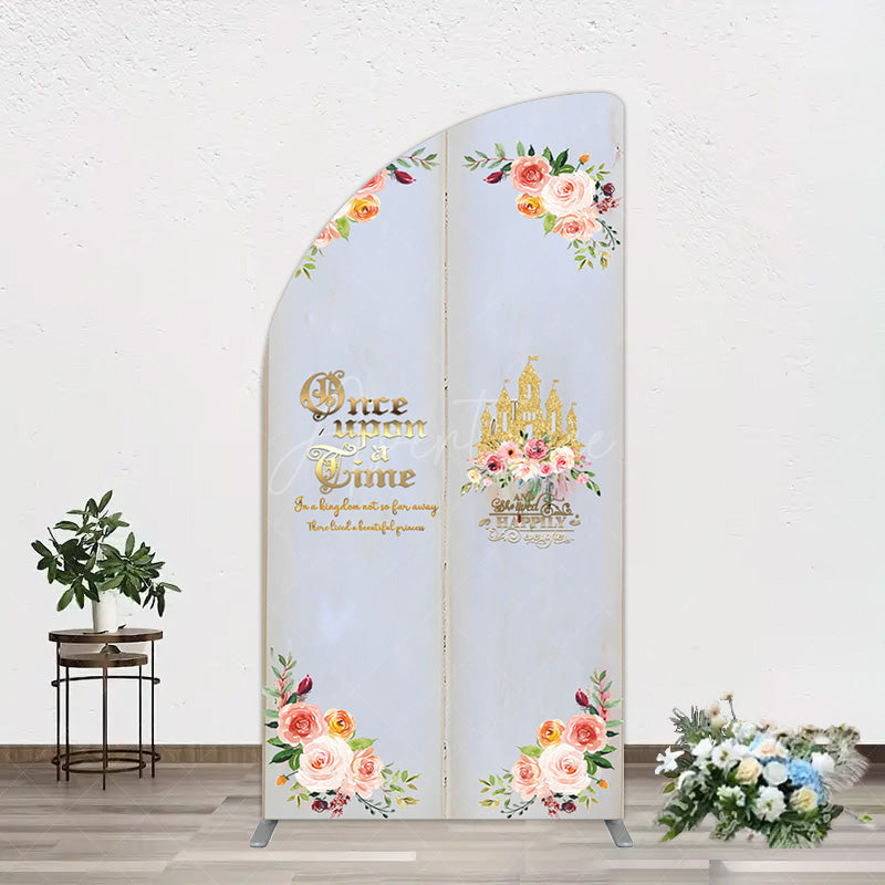 Aperturee - Aperturee Floral Fairy Tale Story Book Birthday Half Moon Arch Backdrop