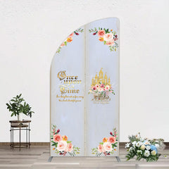 Aperturee - Aperturee Floral Fairy Tale Story Book Birthday Half Moon Arch Backdrop