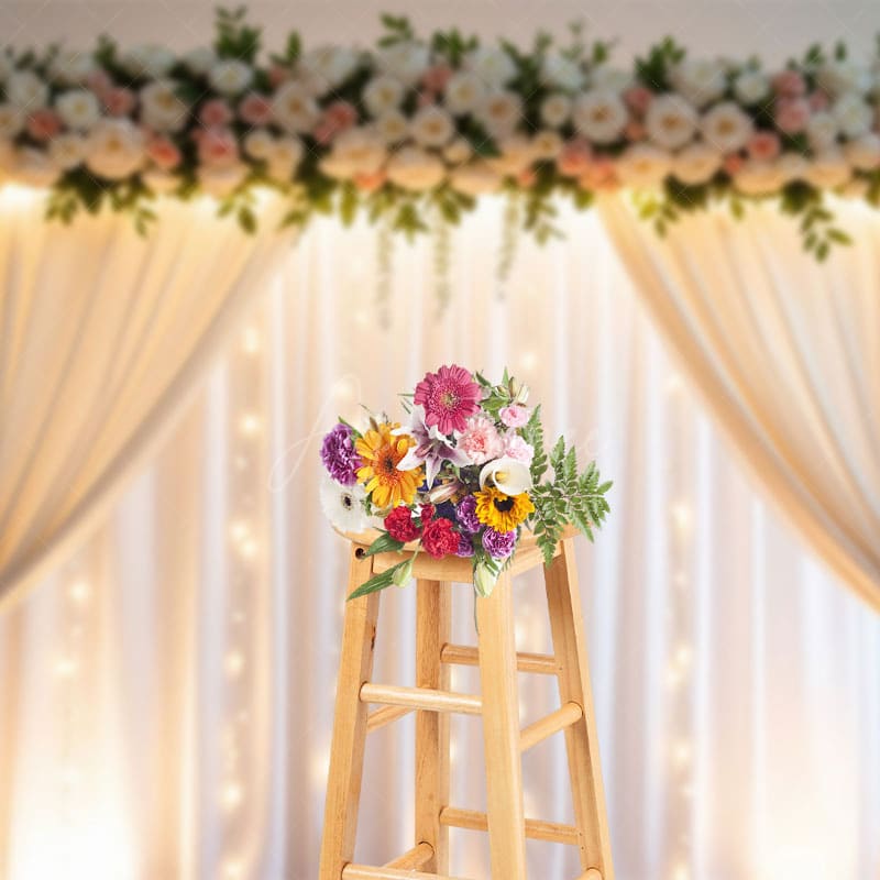 Aperturee - Aperturee Floral Fairy Window Accent Sweet Wedding Backdrop